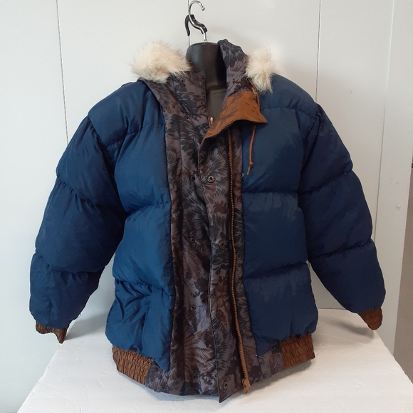 Vintage Outer Gear Duck Down Womens Fur Trim Hooded Winter Jacket Size Medium - Picture 10 of 13